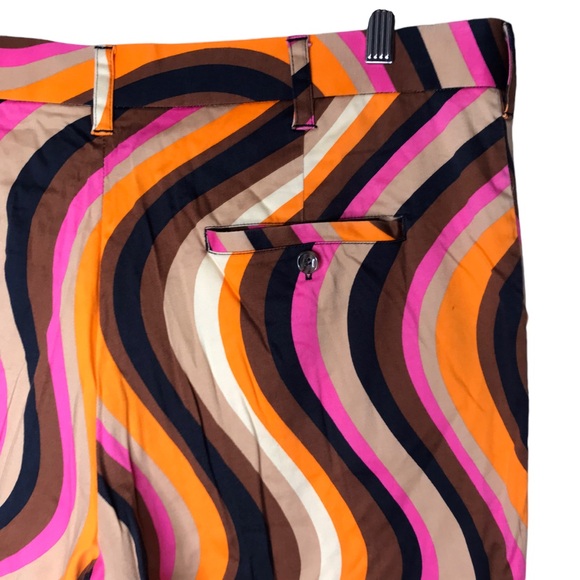 Loudmouth Golf Short Brown Pink Orange Wavy Swirls Performance Shorts Men's 38 - Picture 7 of 8